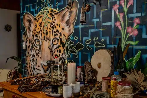 altar at ayahuasca retreat