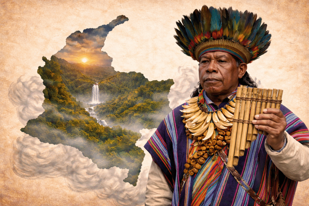 Colombian taita leading yagé ceremony in Colombia