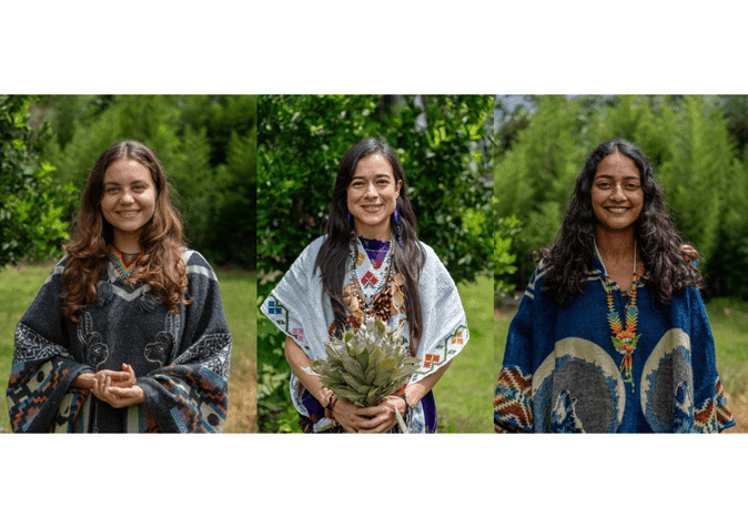 Luna, Jenna and Vanessa, the two main female facilitators at Harmonica and the female shaman / yagecera